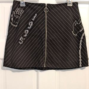 Forever 21 x Miyuki Hazem Goth E-Girl Black ZipUp Vintage 1995 Rhinestone Skirt